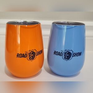 Road Show Orange and Blue Wine Tumblers NWOT